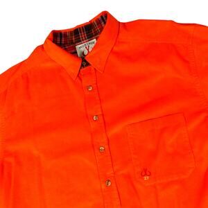 Montauk Tackle Co Shirt Orange Hunting Outdoor Fishing Button Up Shirt XXL USA
